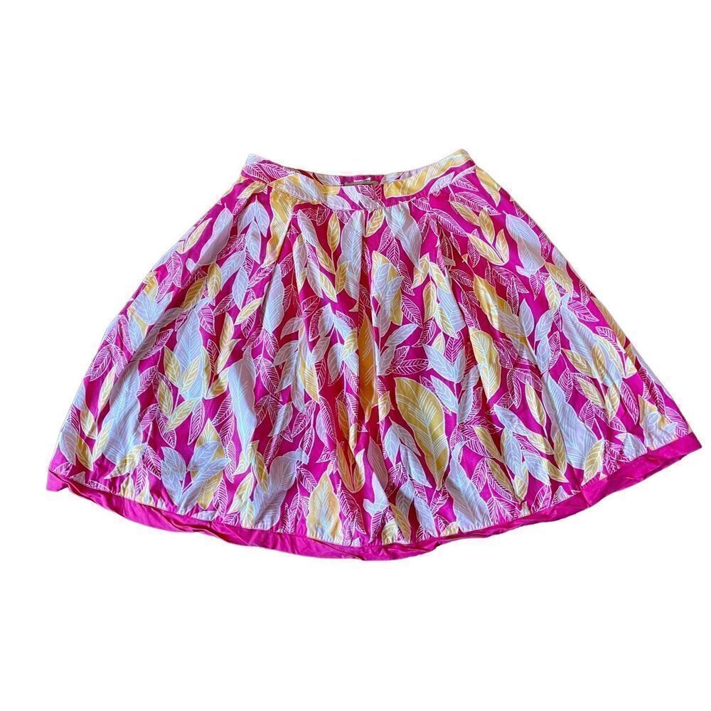 I.e. relaxed colorful leaf print a-line skirt